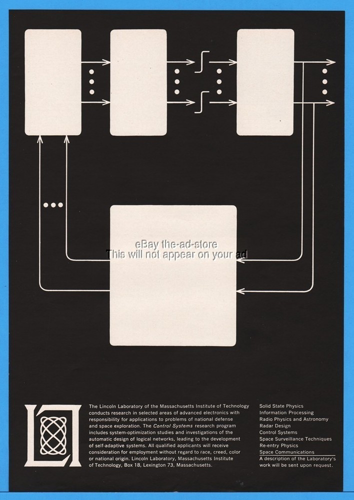1964 MIT Lincoln Laboratory Advanced Electronics Circuit Diagram Art Ad