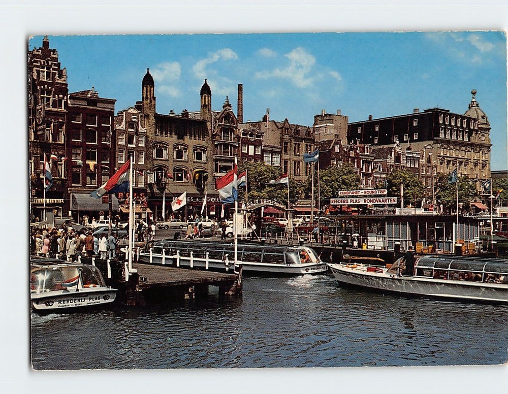 Postcard Damrak in Amsterdam Netherlands