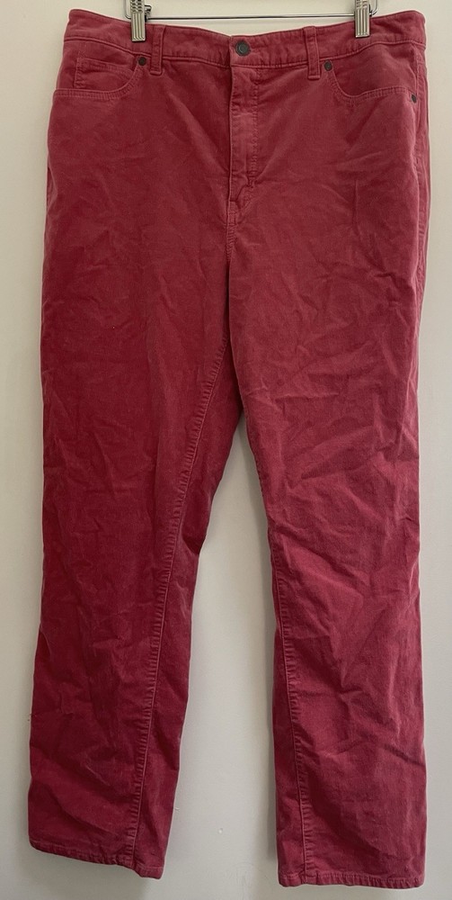 Talbots Women's Solid Pink Soft Stretchy Cotton Corduroy Straight Leg Pants 16
