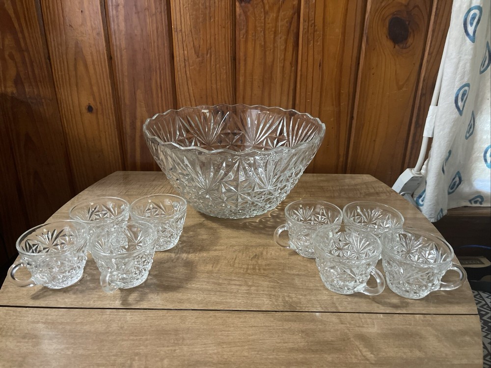 glass crystal punch bowl With 8 Cups