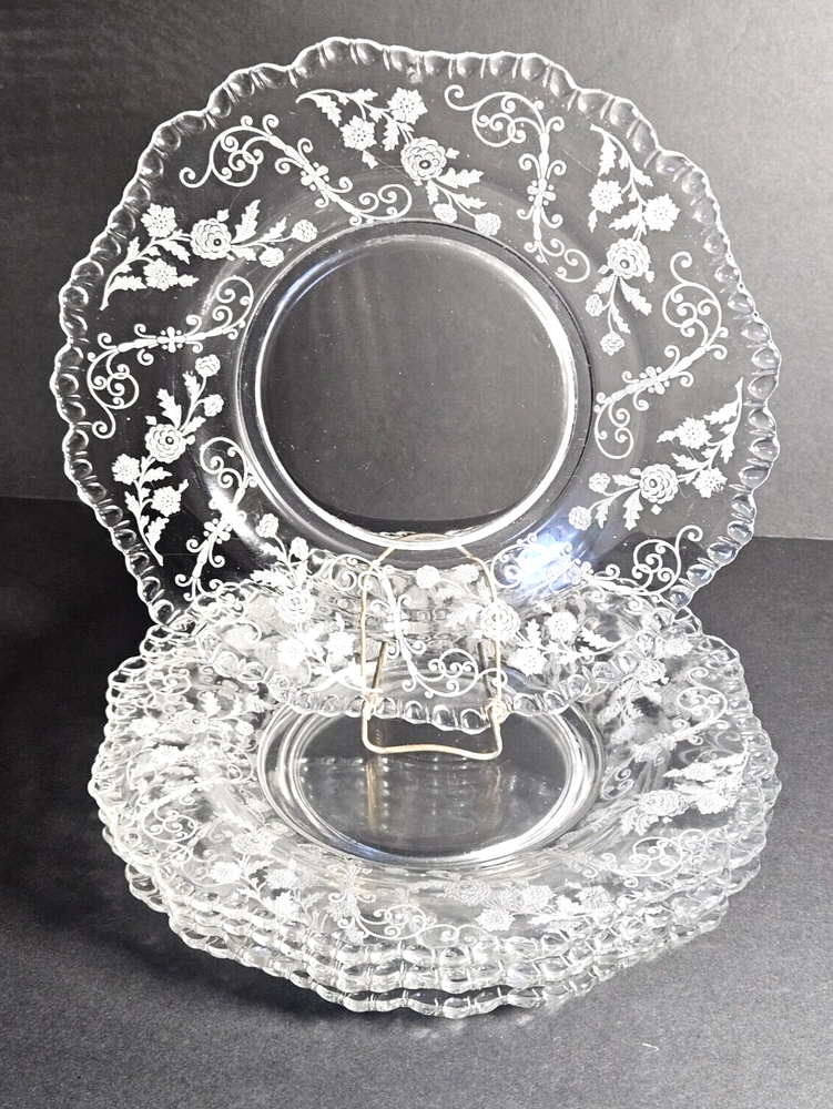Vintage Cambridge Crystal Elaine Clear Etched Floral 8