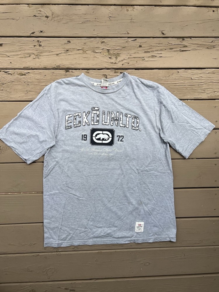 Ecko Unltd. Gray Rhino Logo Graphic Print Crew Neck Cotton Jersey T-Shirt L