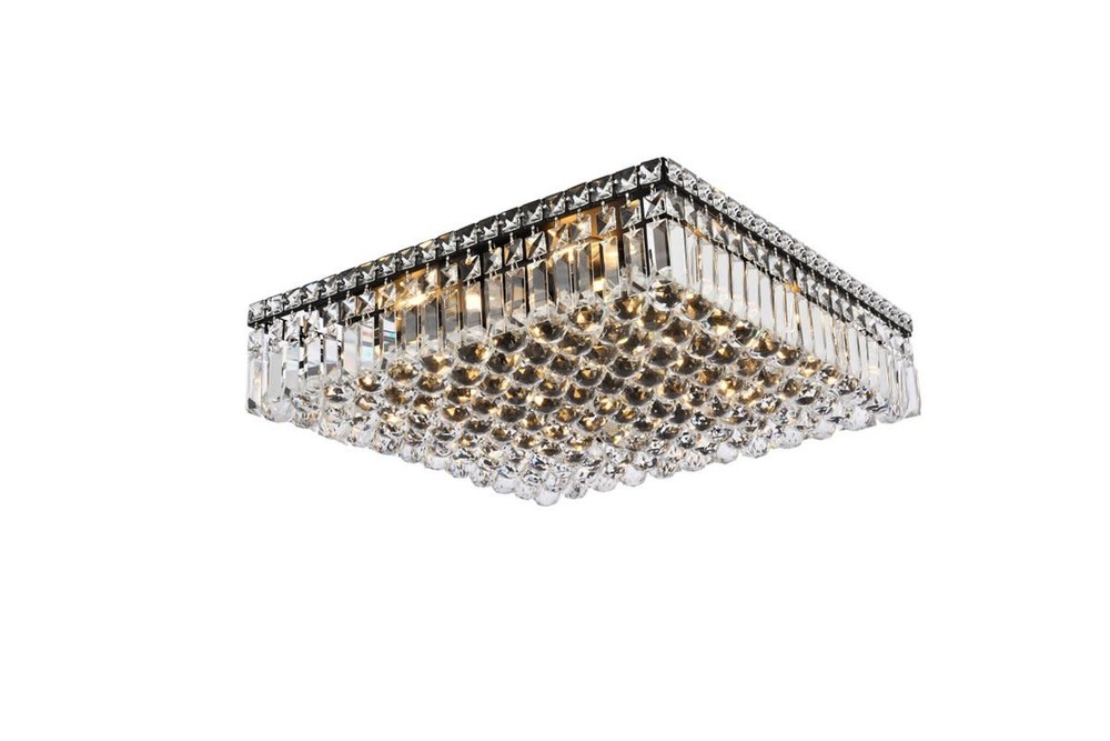 Elegant Maxime V2032F20BK Flush Mount Ceiling Light Black Clear Glass