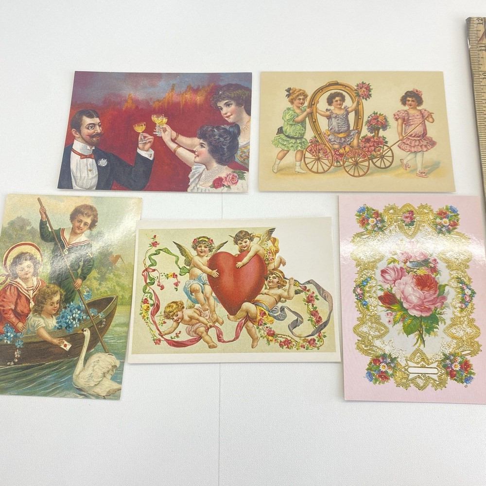 Vintage Set Of 5 Postcards 1980s Victorian Era Designs Ephemera Paper Journaling