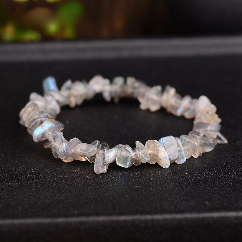 Natural Moonstone Quartz Crystal Stretch Bracelet Energy Chip Bead Bangle Reiki