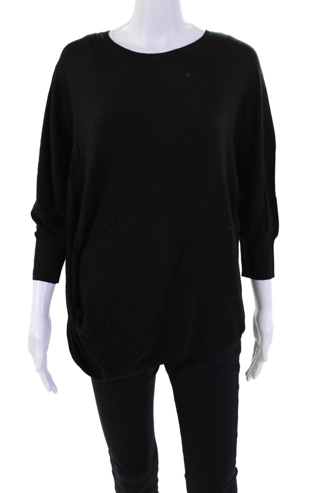 Vince Womens Knit Round Neck 3/4 Sleeve Pullover Sweater Top Black Size MFree Shipping in US $100+ Orders | $6.95 Orders Below