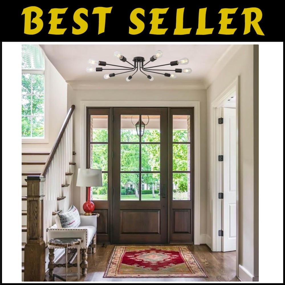 10-Light Semi Flush Mount Ceiling Fixture for Kitchen & Living Room