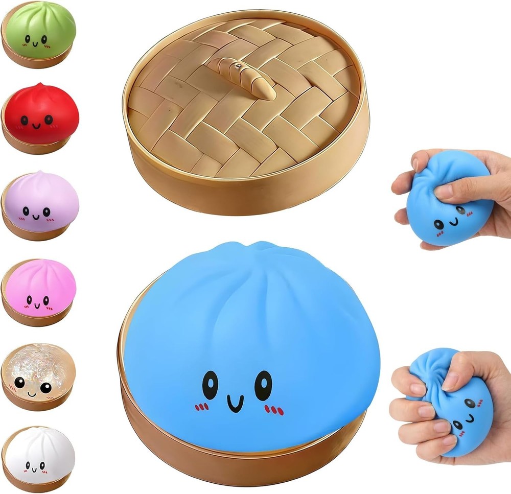 Giant Dumpling Squishy Toy –  Steamed Bun Stress Ball Fidget Sensory Squeeze Toy