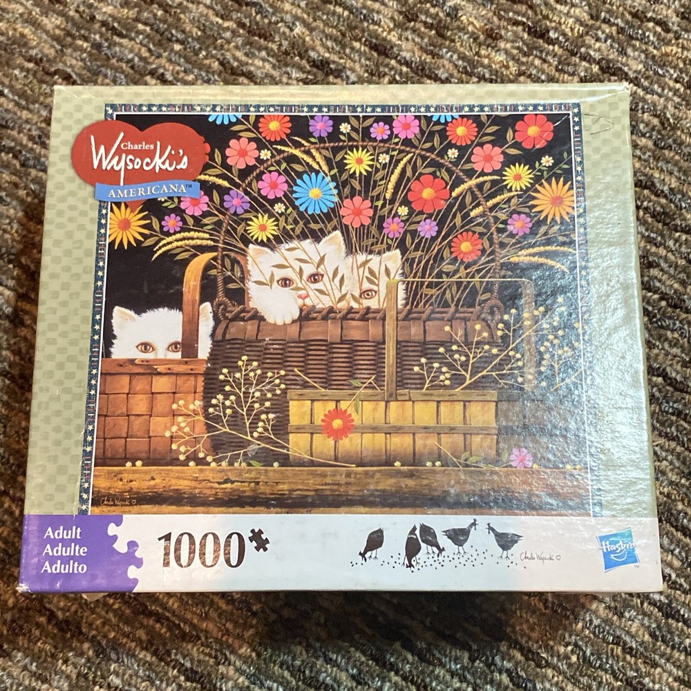 MB Charles Wysocki Americana TRIPLE TROUBLE Cats 1000 Piece Jigsaw Puzzle