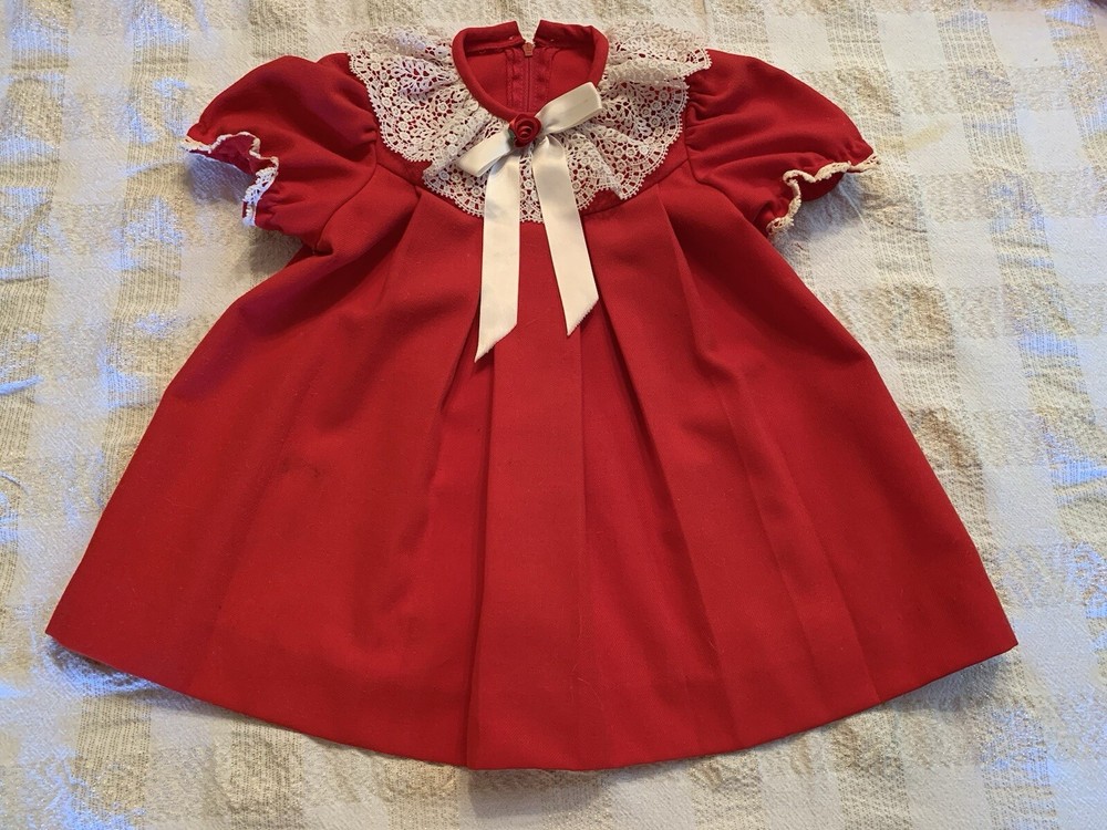 Vintage Little Girls Red *Christmas Dress* Made In USA/24 M Tagged Good Lad