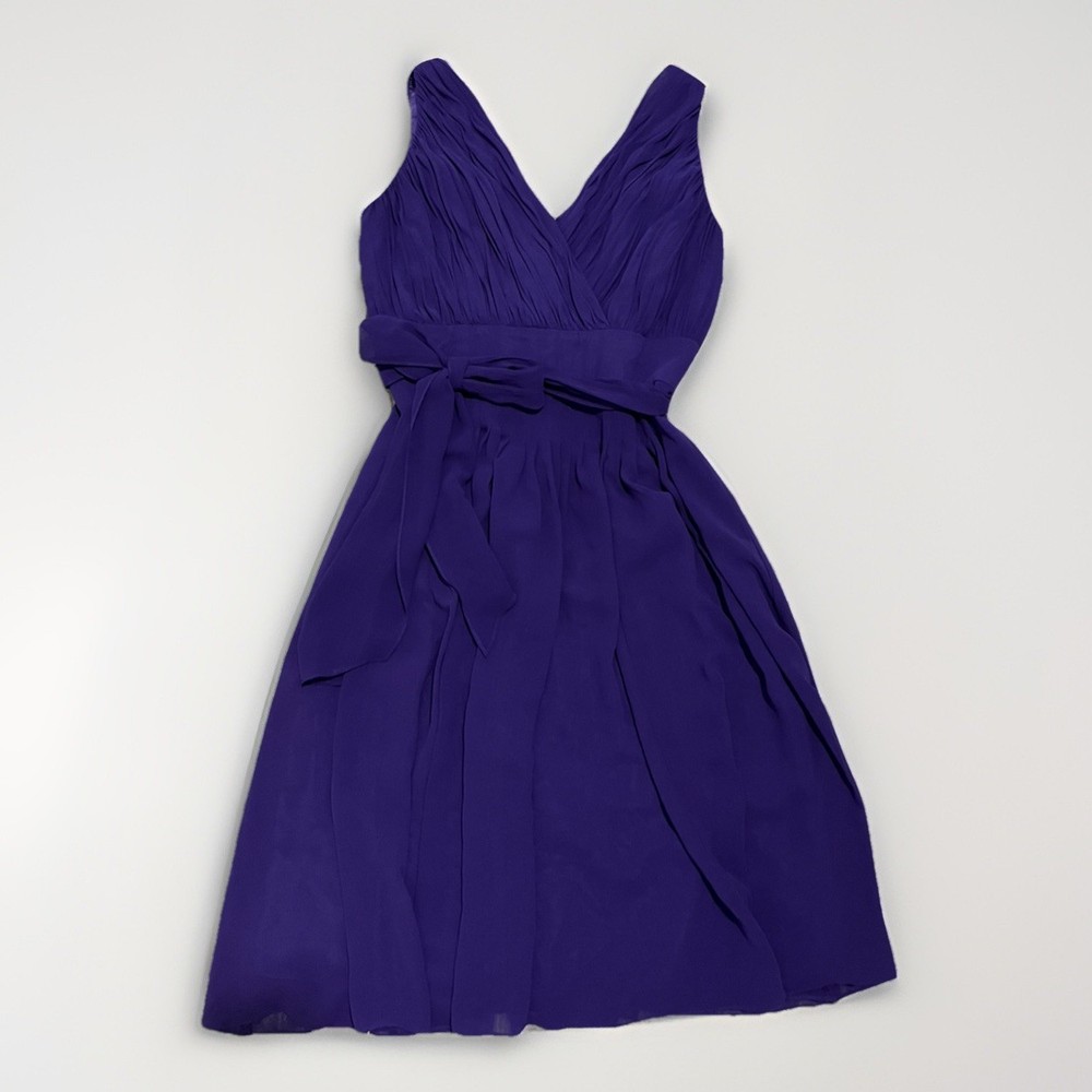 Ralph Lauren Dress Women's Purple Size 6 Sleeveless Midi V-Neck Knee Length