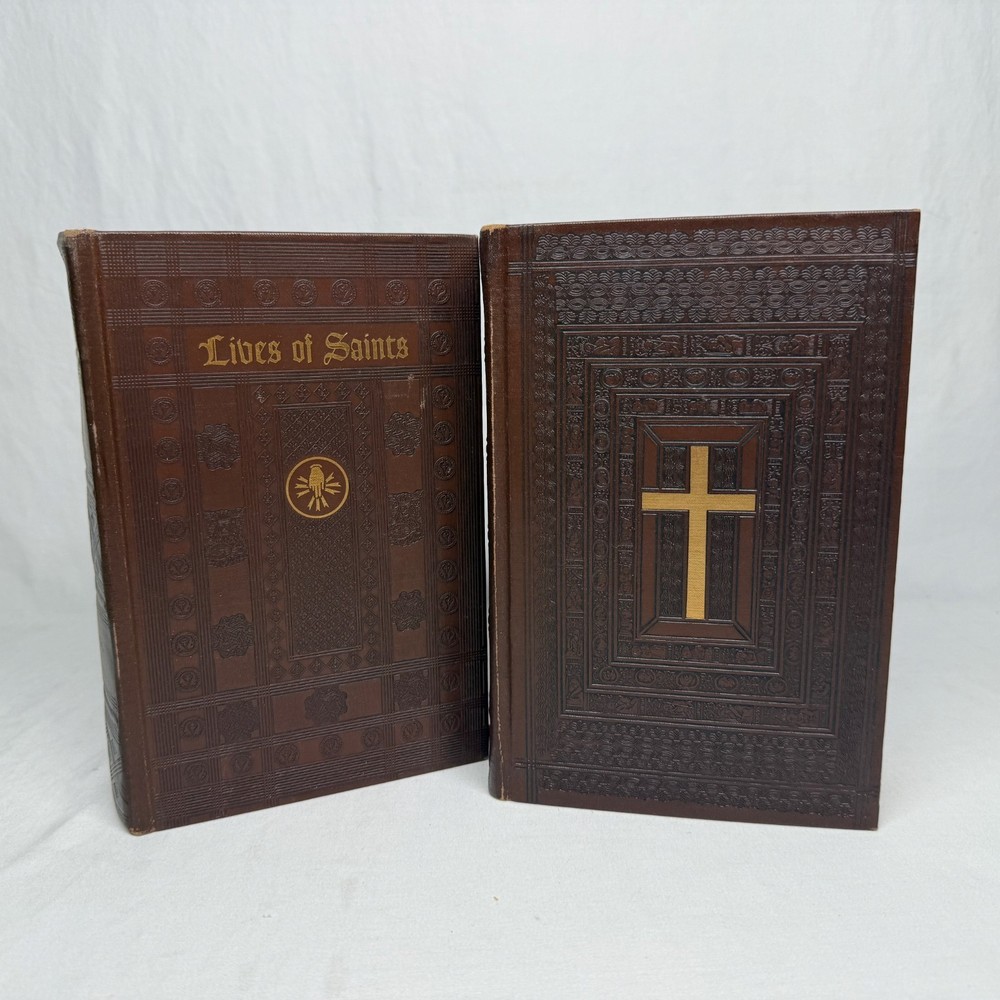 Catholic Family Edition Of The Holy Bible & Lives of Saints - Heavy Worn Books