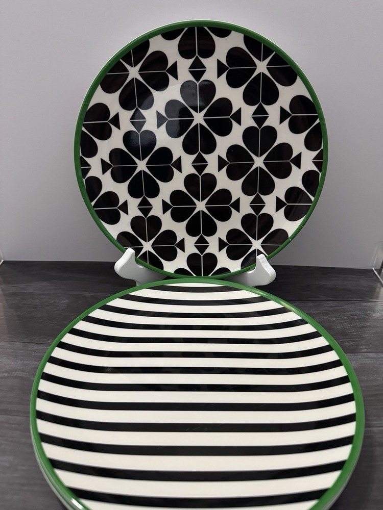 Kate Spade New York x Target Set of 4 Melamine Salad Plates Black White Green 8