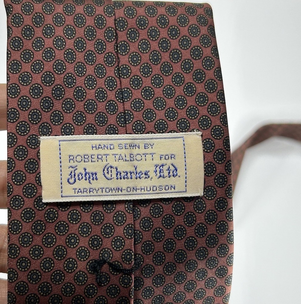Robert Talbott Men's Designer Handmade Silk Tie Red/Black/Gold Geometric