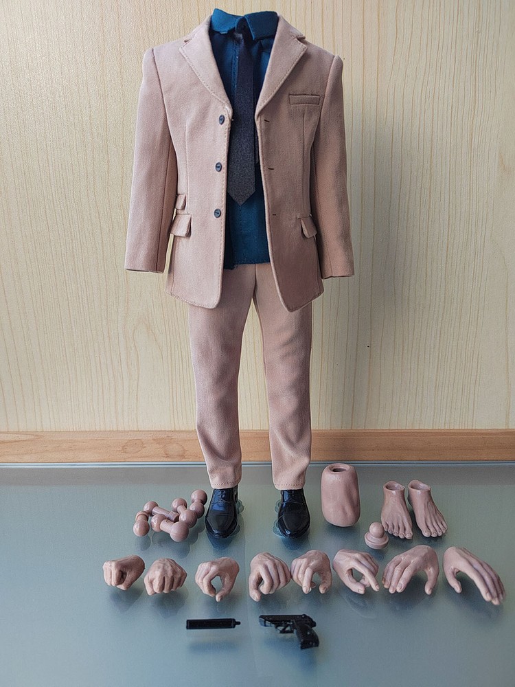 1/6 Scale Male Agent Suit Set & Metal Pistol Model for 12