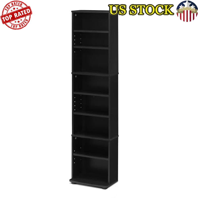 Space Saving Multimedia Storage Tower Adjustable Shelves Home Office Storage New