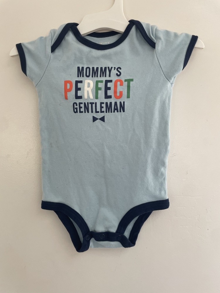Carter's Baby Boy Mommy's Perfect Gentleman Cotton Short Sleeve Bodysuit Blue 9M