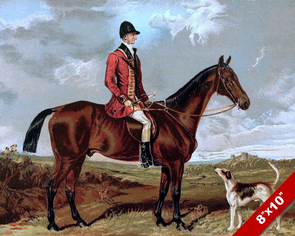INGLÉS ZORRO CAZA CABALLO Y PERRO CAZA ECUESTRE PINTURA ARTE IMPRESIÓN LIENZO