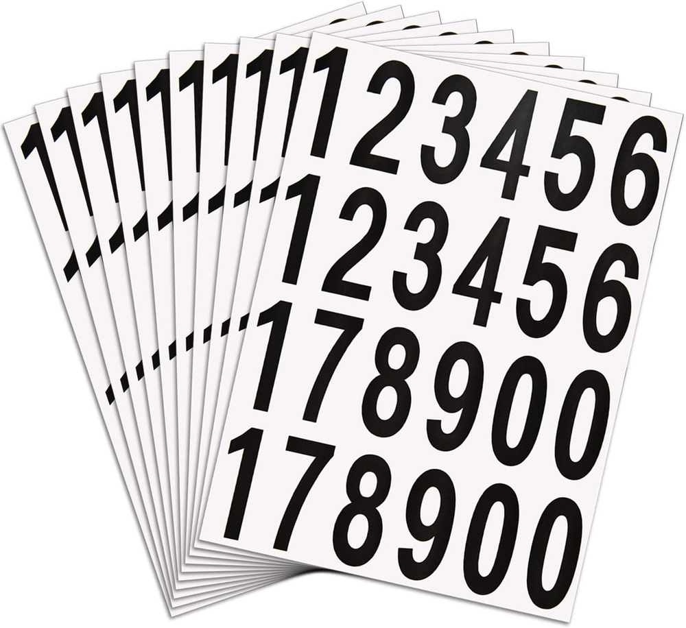 240 Self-Adhesive Vinyl Mailbox Number Stickers - 10 Sheets, 240 Pieces
