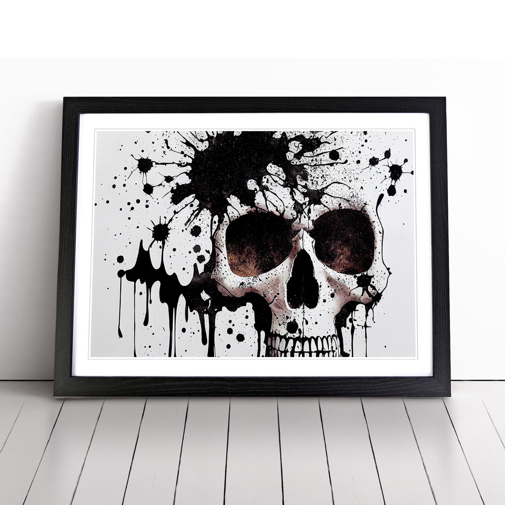 Skull Paint Splatter Vol.7 Abstract Wall Art Print Framed Canvas Picture Poster