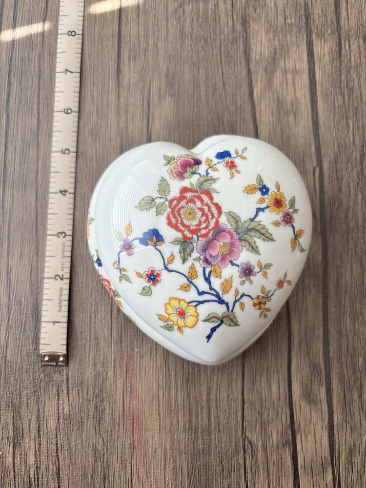 Limoges Vintage Hand-Painted Rochard Heart-Shaped Candy Trinket Box Red Gold