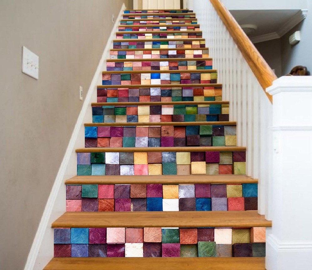 3D Colored Pattern AZ650 Stair Risers Vinyl Wallpaper Mural Decoration