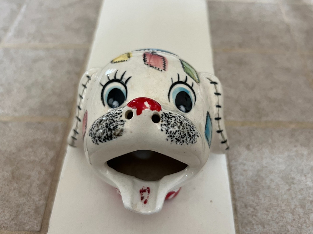 Vintage 1950s Patchwork Novelty Dog Puppy Ash Tray