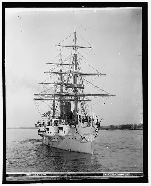 Photo:USS Newark Cruiser 1891 American Warship Sailing Rig Detroit Photo