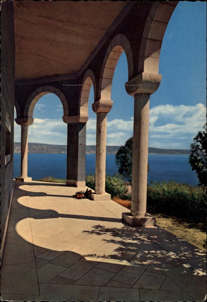 Lake View Mount of Beatitudes Tiberias Galilee Israel vintage postcard k393