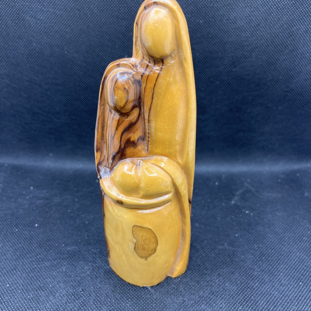 Vtg Hand Carved Olive Wood Holy Family Joseph Mary Jesus Figurine Approx 6.5”