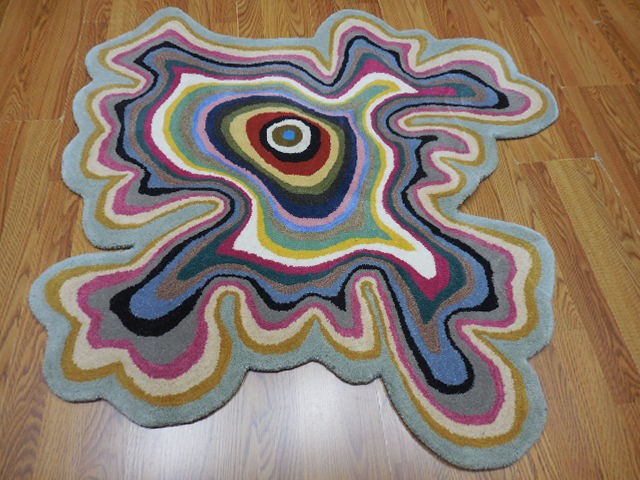 FINE MODERND FINE TUFTED  ABSTRACT GRAFFITI TURKISH RUG 4x4 Ft-image