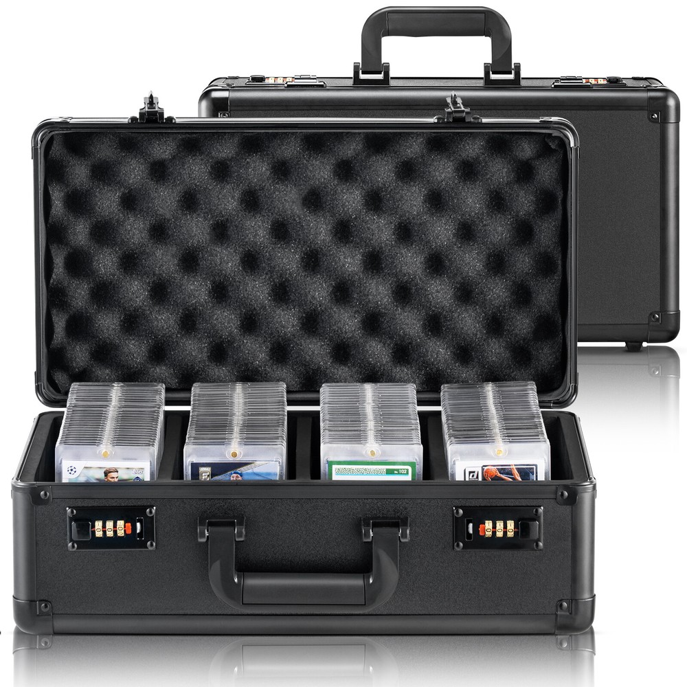 VEVOR 120 PSA Graded Card Storage Box 4 Slots Sports Card Holder Case Coded Lock