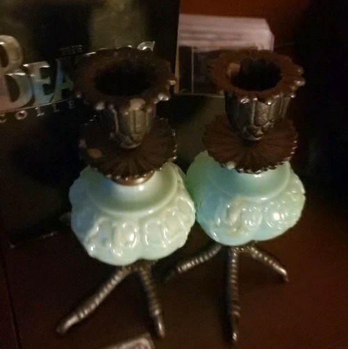 Pair Antique Cast Iron Turkey Claw Candle Holders Victorian *Genuine* RARE 2X