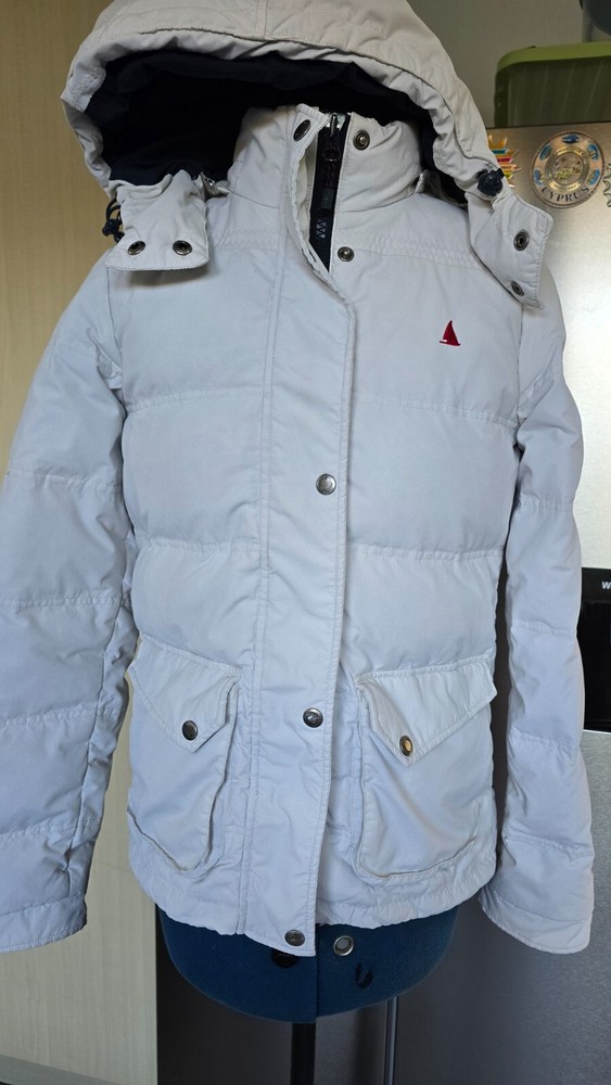 Musto Cream Hooded Puffer Coat with Down Fill UK Size 10