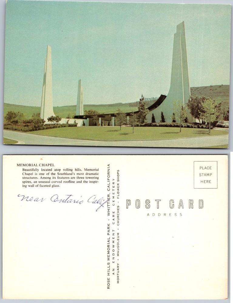 Rose Hills Memorial Chapel Whittier CA Spires Postcard