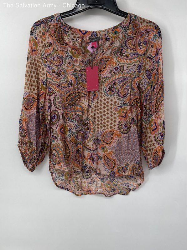 Vince Camuto Womens Multicolor Floral 3/4 Sleeve Blouse Top Size Small