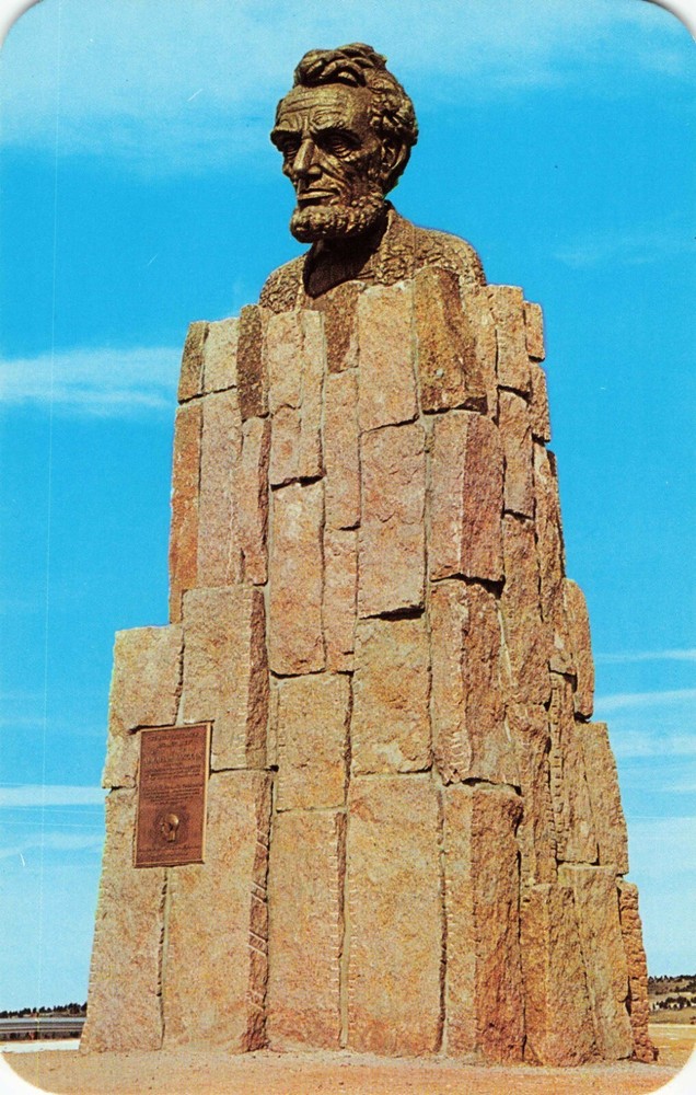 Lincoln Monument on top of Sherman Hill - Cheyenne Laramie Wyoming WY - Postcard