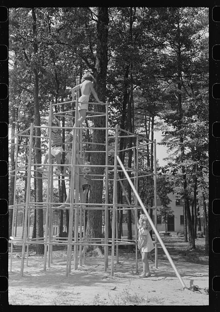 Photo:Greenbelt Maryland 1938 Children Playing on Jungle Gym Park