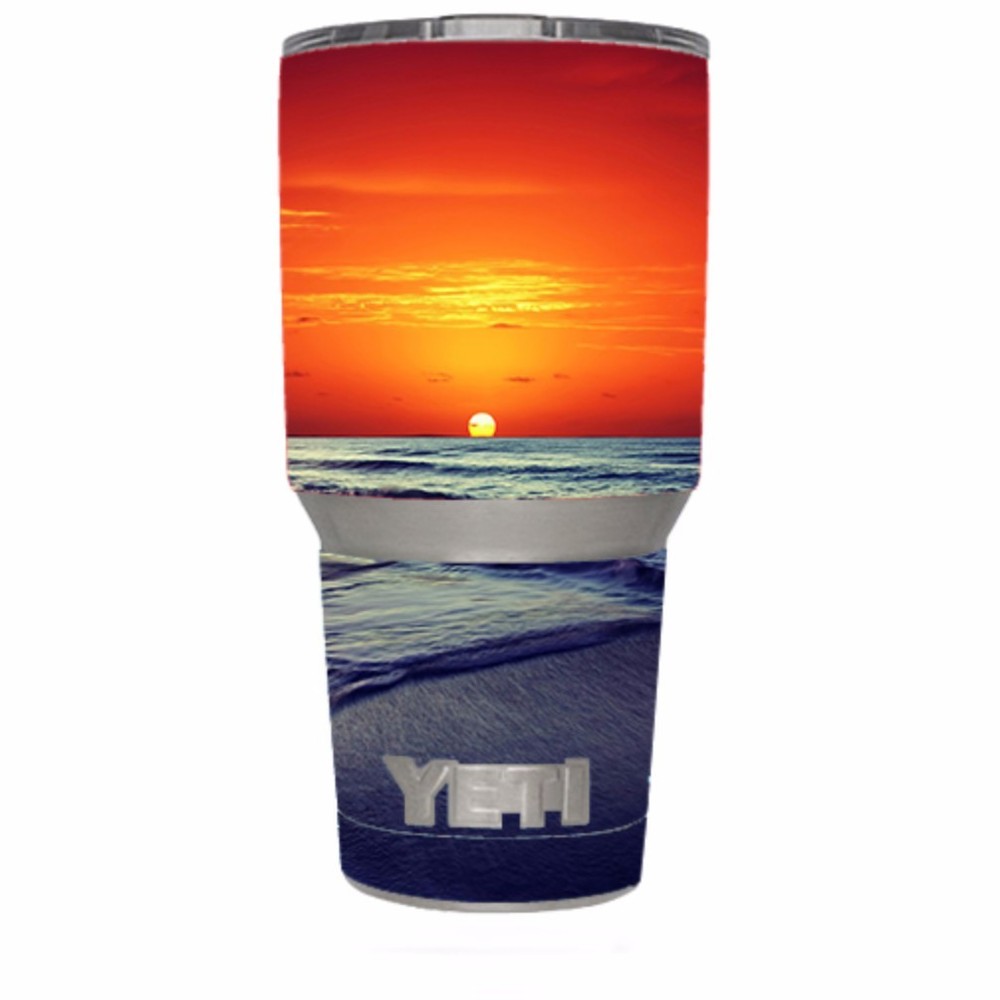 Skin Decal for Yeti 30 oz Rambler Tumbler / October Sunset on Beach