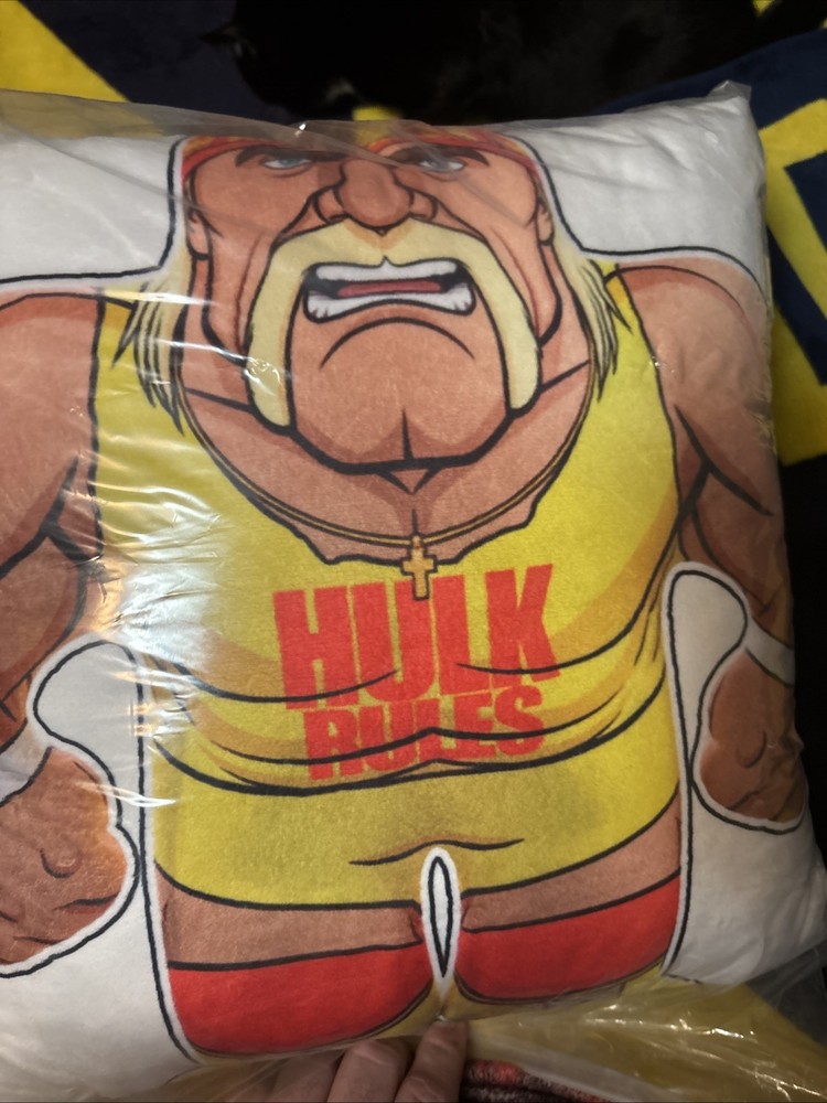 Hulk Hogan Hulkamania WWE Pillow Cartoon Character Soft Stuffed 13x13 In
