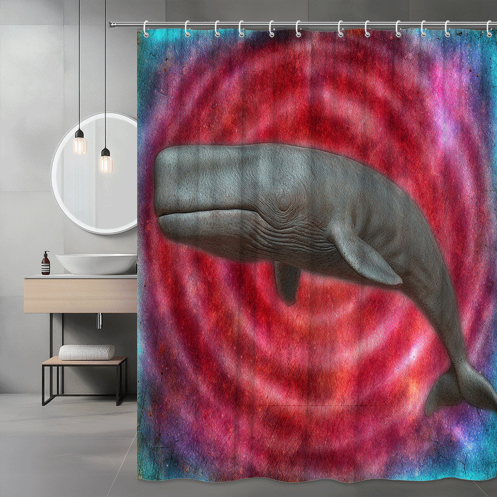 Whale Shower Curtain Abstract Ocean Art Print