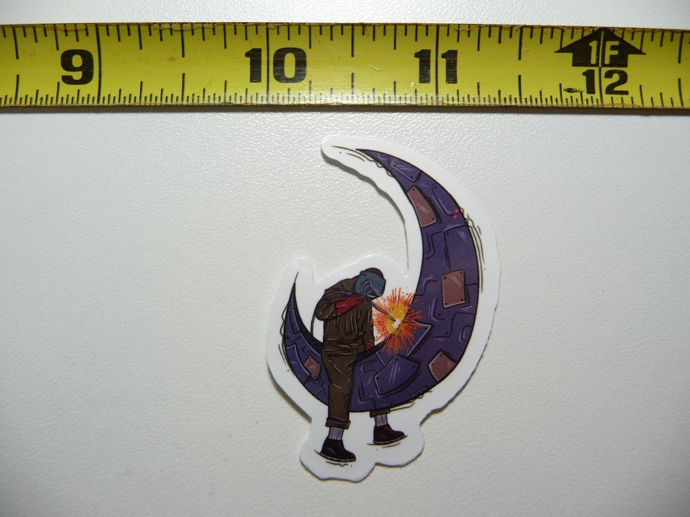Night Shift Welder Moon Decal Sticker for Work Occupation