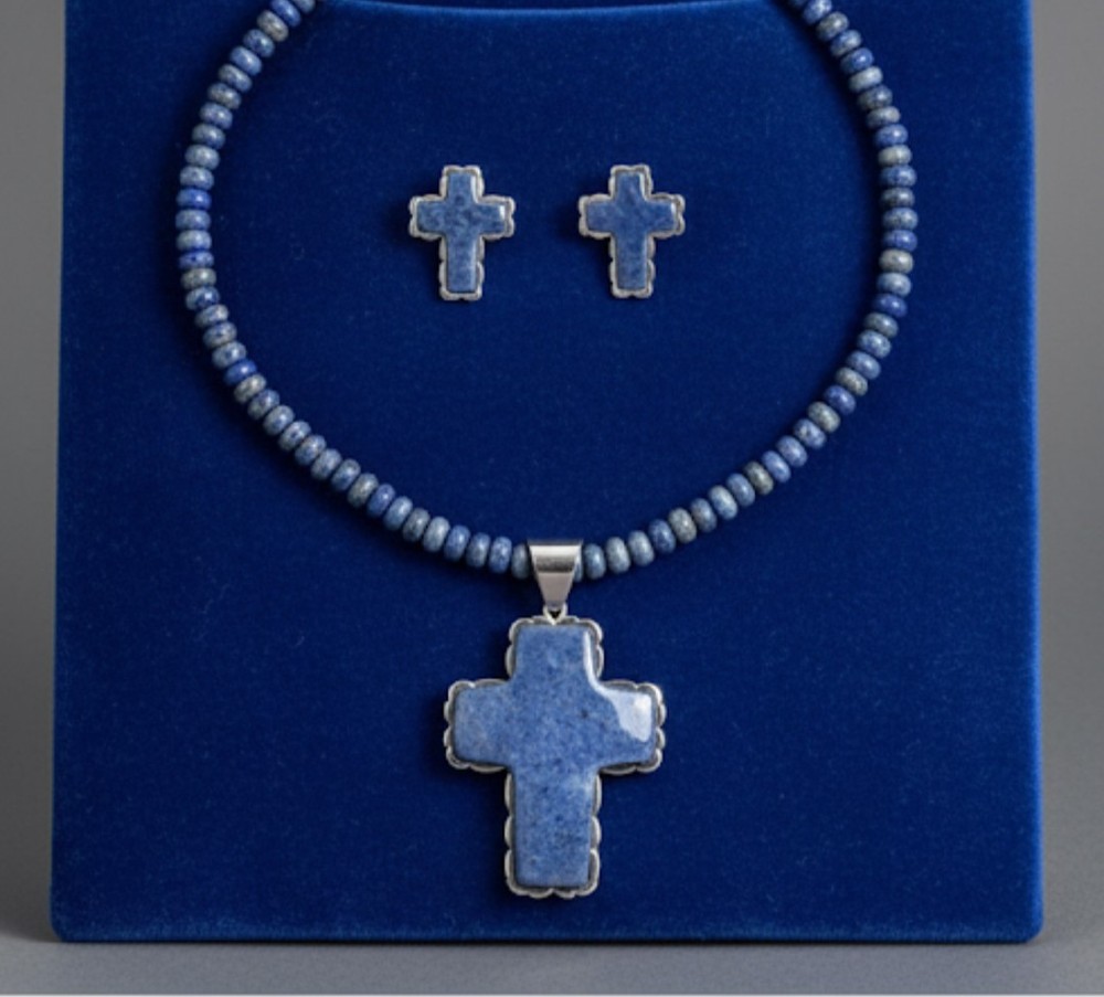 Jay King DTR Mine Finds 925 Sterling LAPIS Lazuli beaded NECKLACE & earrings Set