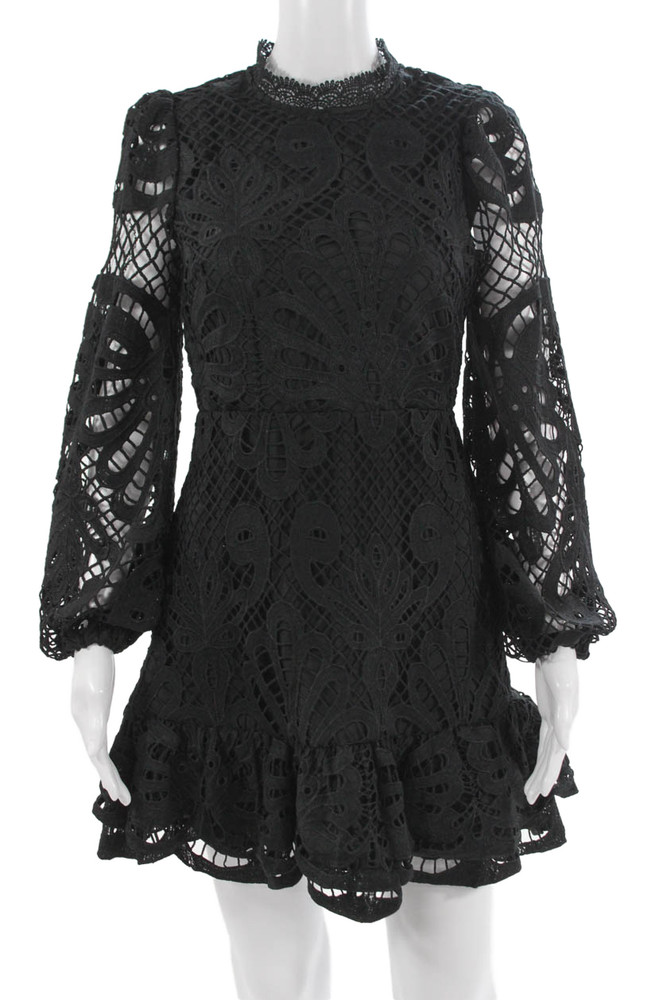 Aqua Womens Fit & Flare Mini Dress Black Gothic High Neck Long Sleeve Size XSFree Shipping in US $100+ Orders | $6.95 Orders Below