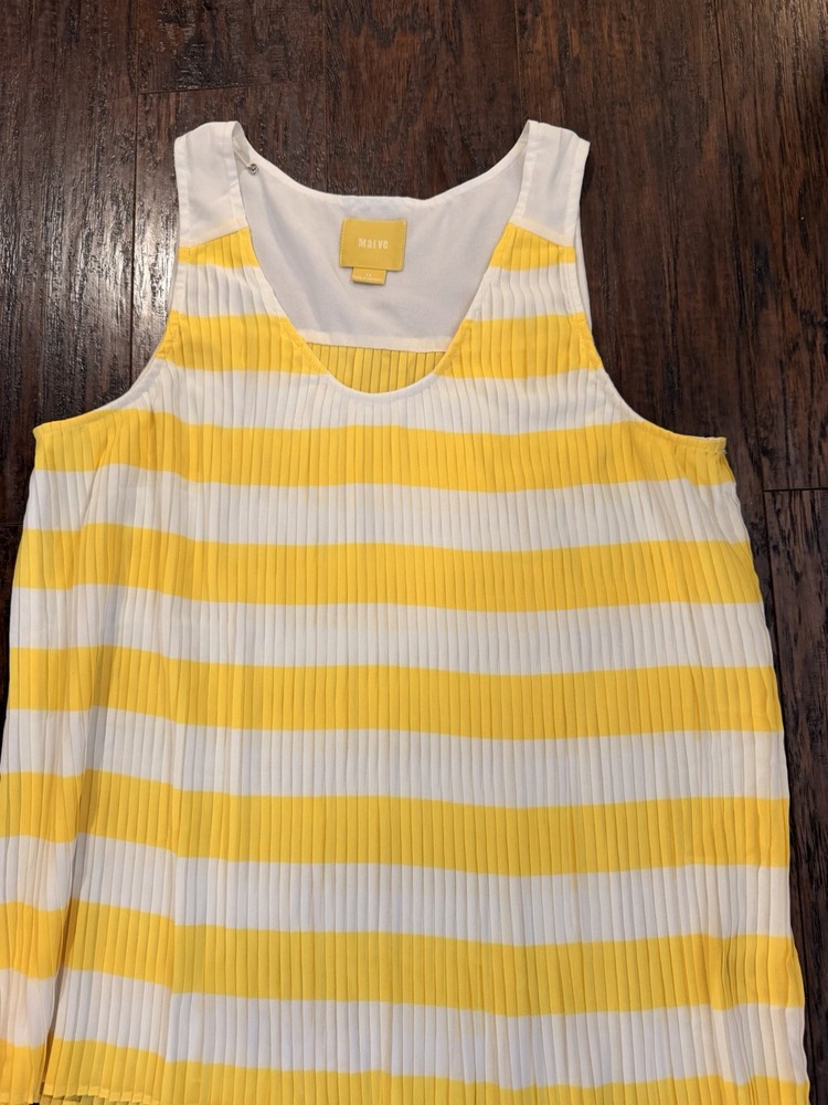 Anthropologie Maeve Women’s Yellow White Sleeveless Blouse Size 14