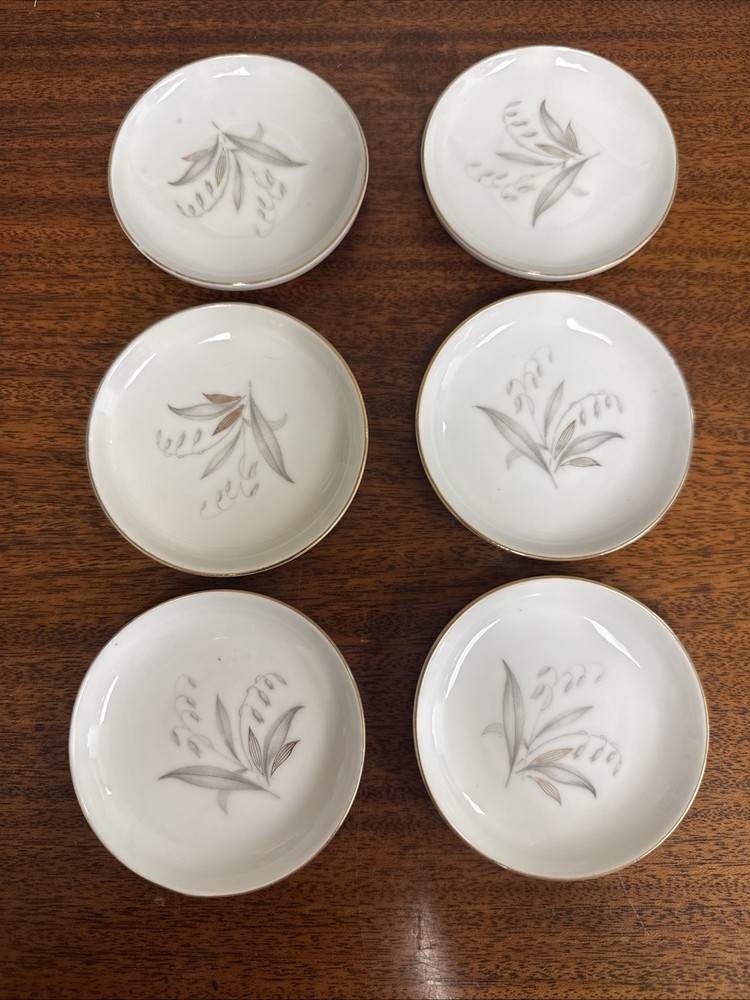 Kaysons Fine China Butter Plates 4 In. Golden Rhapsody 1961 Set Of 6
