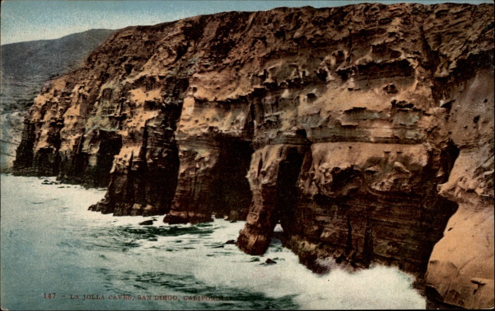 California San Diego La Jolla Caves rock formation ~ postcard sku663