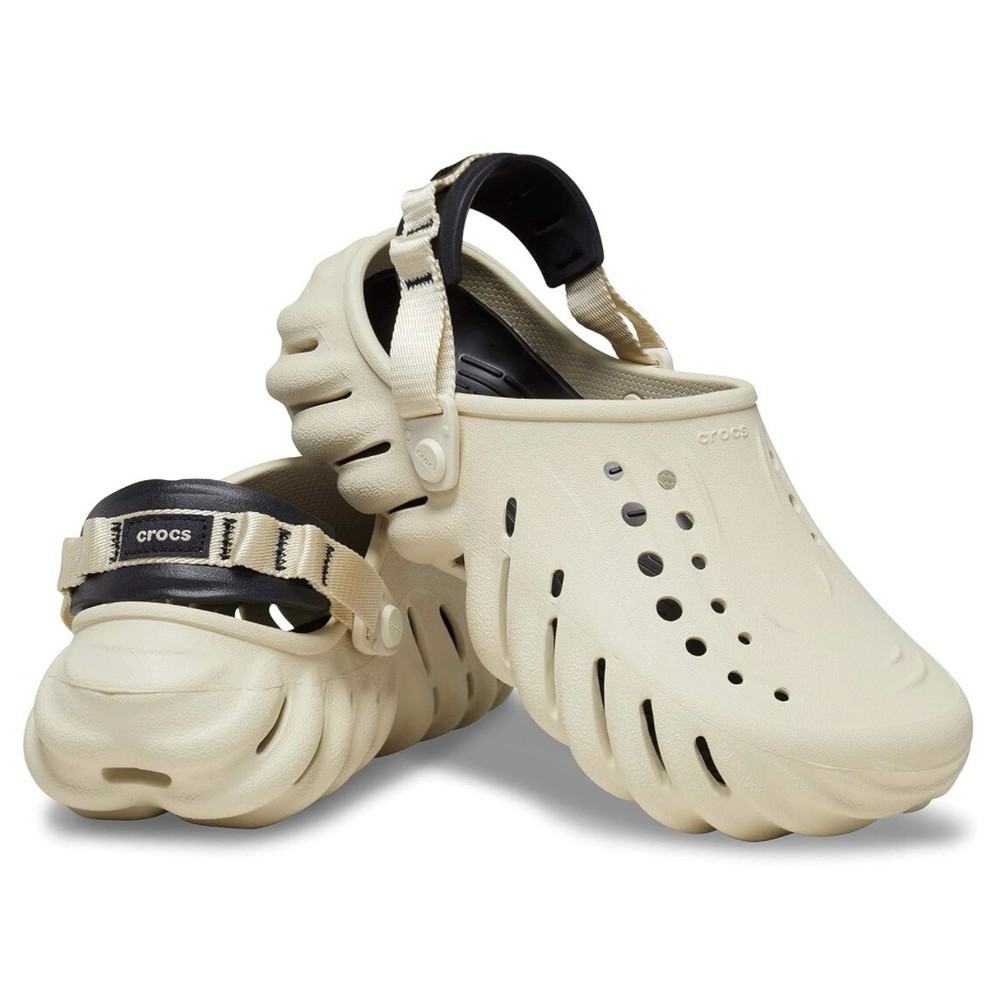 Crocs Echo Bone Beige / Black Clog Shoes Comfort Slides Mens Size 12 NEW