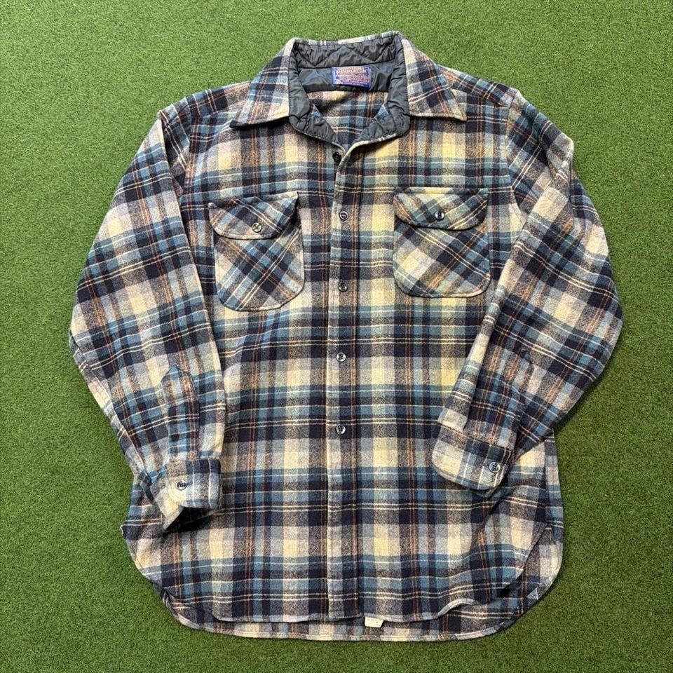 Vintage 70s Pendleton wool plaid button up shirt 1970s button up Pendleton shirt
