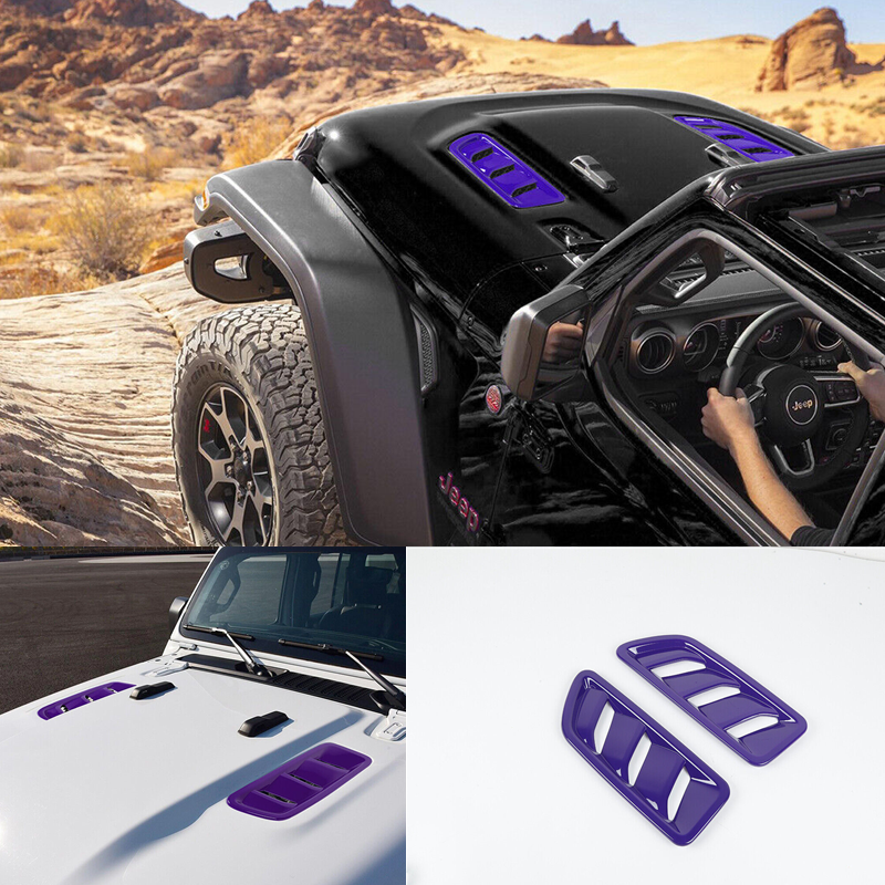 purple ABS Front Engine Hood Air Vent Cover Trim Fit For Jeep Wrangler JL 18-23